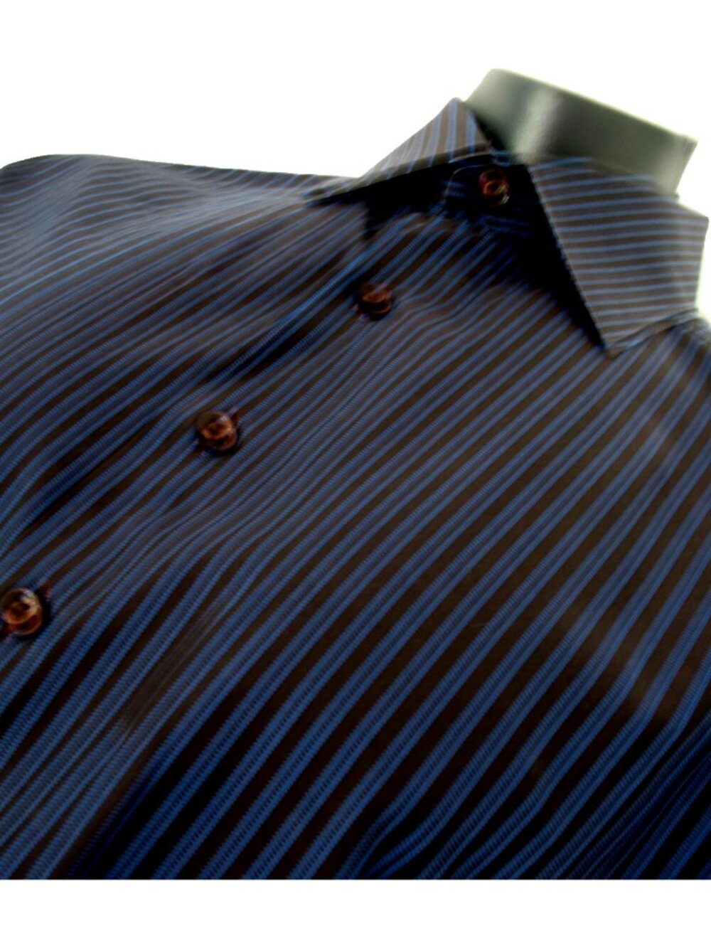 Thomas Pink 100%Cotton 16 Blue/Black Stripes Button Up Men L Sleeve London